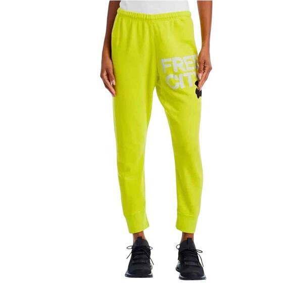 FREECITY 3/4 Cotton Sweatpants Jogger Glow Yellow Size Small - Picture 7 of 9